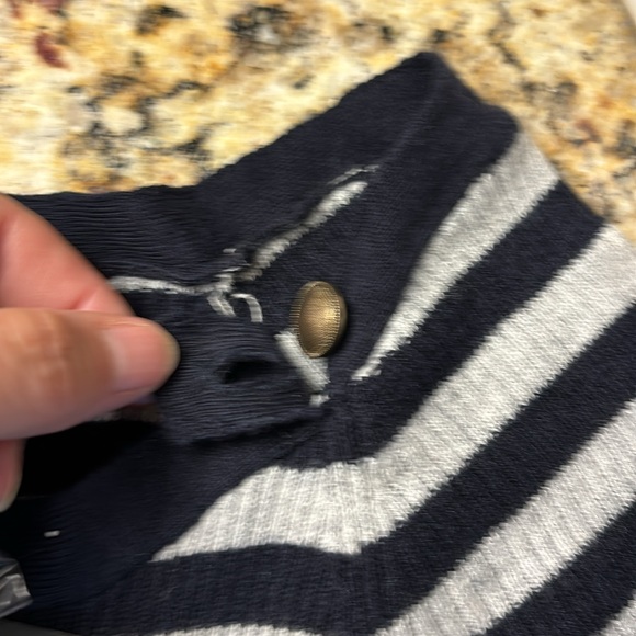 NWT Worthington Short Sleeve Striped Sweater Top Size Medium Navy/Gray - Picture 5 of 10